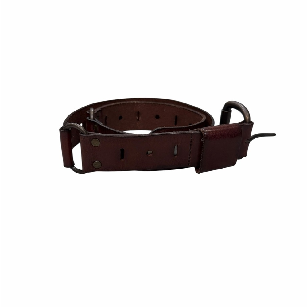 Fossil Brown Leather Belt w/ Antique Brass Buckle and Hardware Sz S